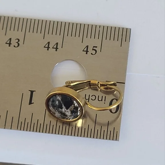 Elegant Hand Crafted Boho Black Gold Gemstone Marble Circle Drop Dangle Earrings - Picture 13 of 13